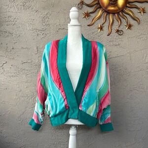 Vintage Gloria Gallo Hand Painted Original Art to Wear Bomber Jacket Medium